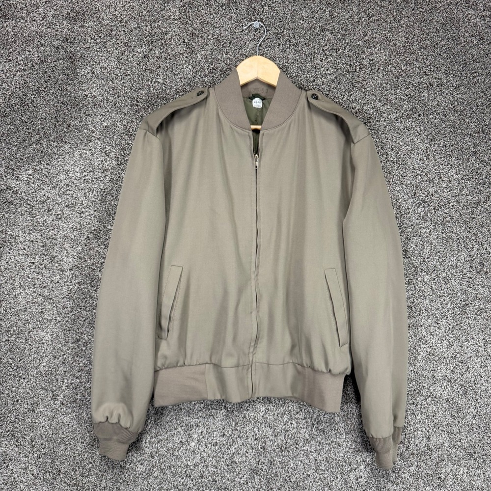 Neptune Garment Co‎ Bomber Jacket Mens 44 Long Olive Drab Epaulets Full Zip